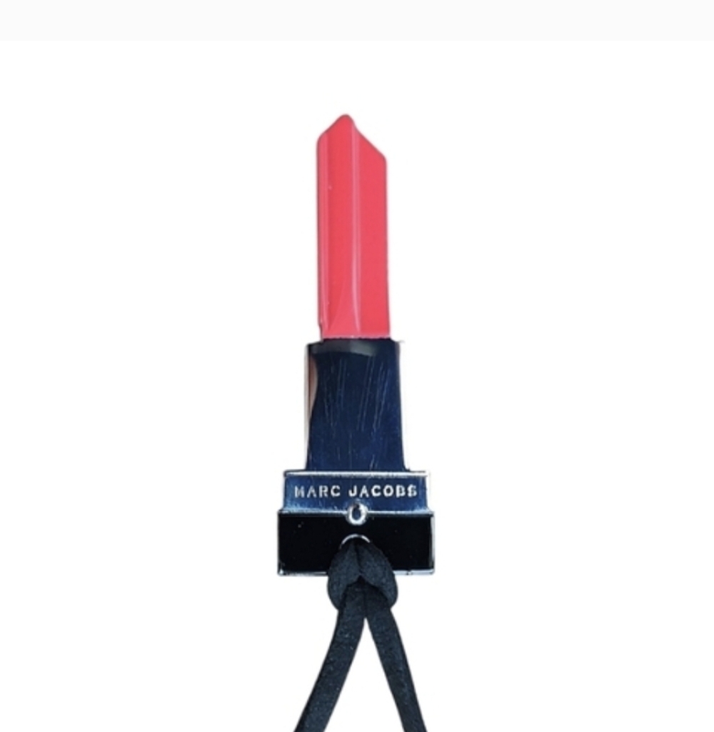 Marc Jacobs Red, Silvertone & Black Lipstick Necklace